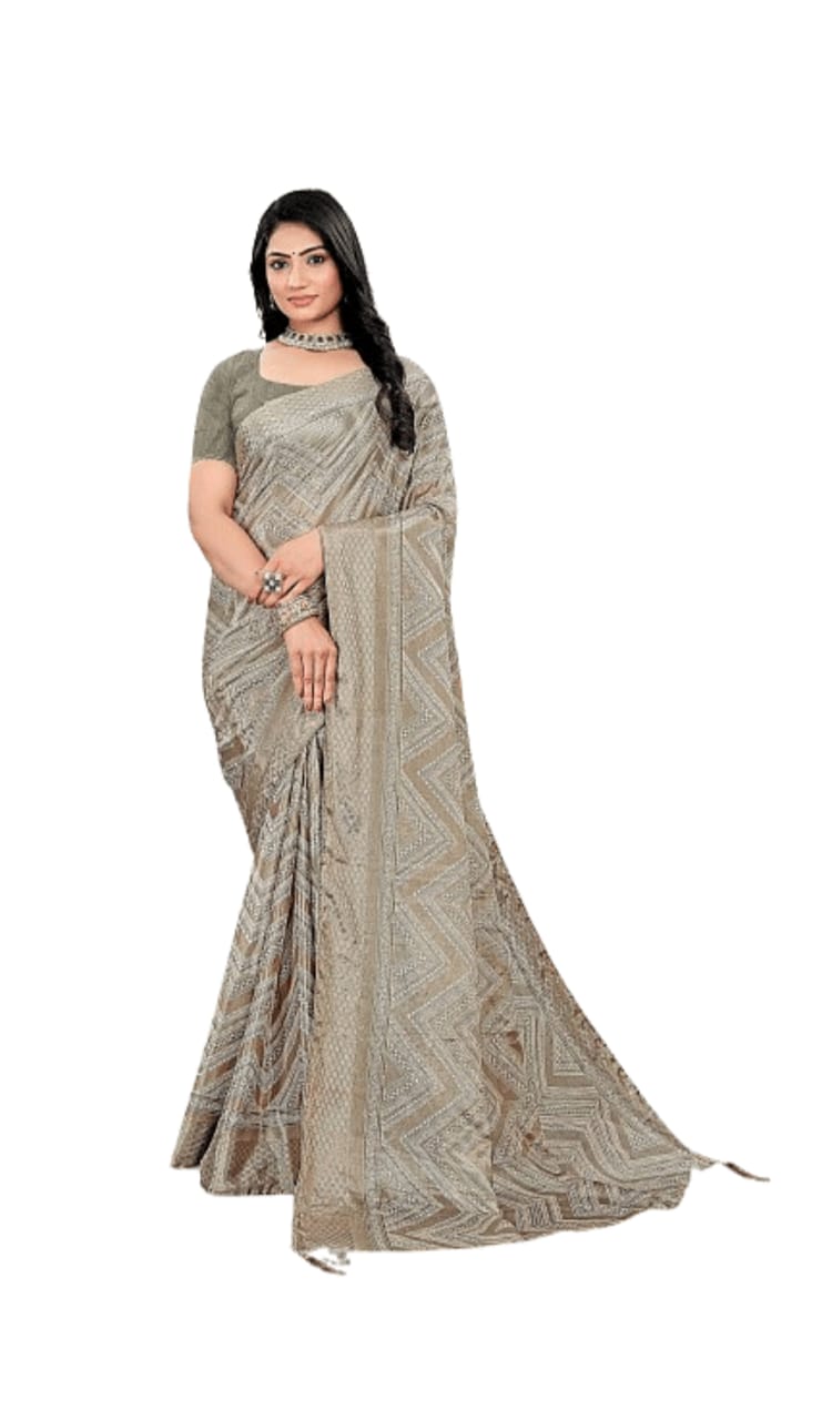 Handwoven tussar silk saree with a rich texture and earthy elegance, perfect for festive wear.