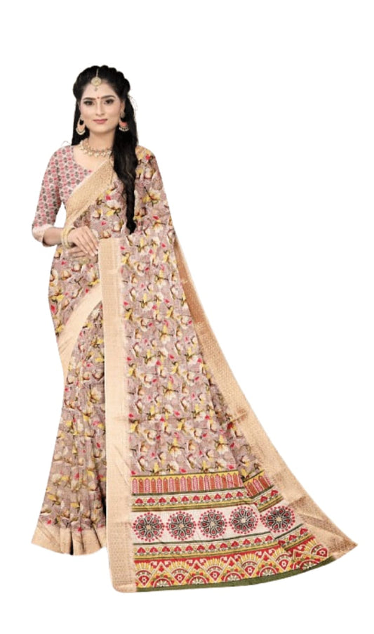 Blended cotton silk saree offering comfort, sheen, and a sophisticated drape.