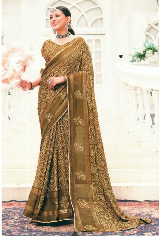Traditional Gota Patti work saree from Rajasthan, featuring intricate embellishments.