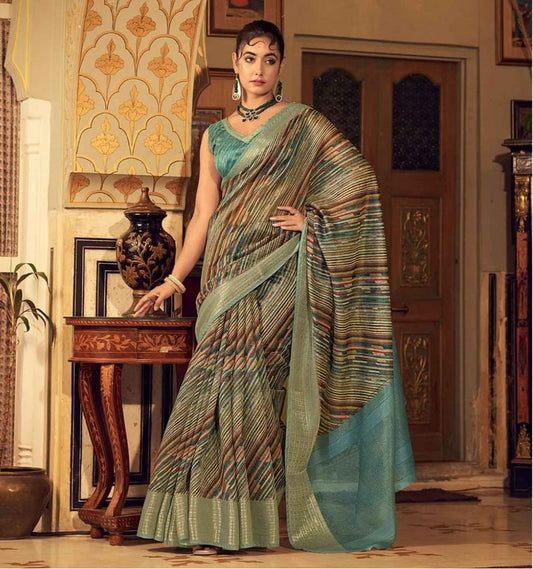 Stylish printed chiffon saree with lightweight fabric and trendy patterns.