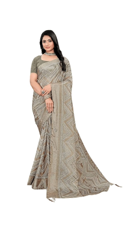 Handwoven tussar silk saree with a rich texture and earthy elegance, perfect for festive wear.

