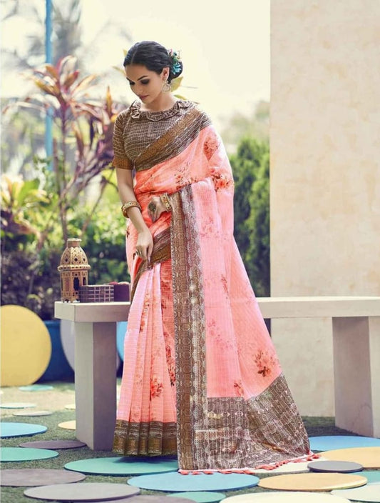 Handblock printed cotton saree with intricate designs, offering an artisanal and breathable wear.